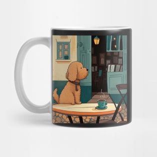 Adorable Dog in a French Bistro Coffee Illustration Mug